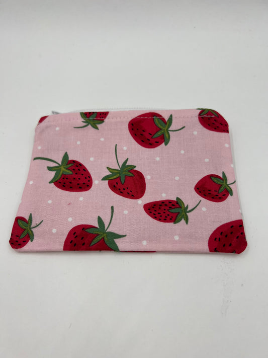 Pink Strawberry Flat Zip Bag (Old Style)