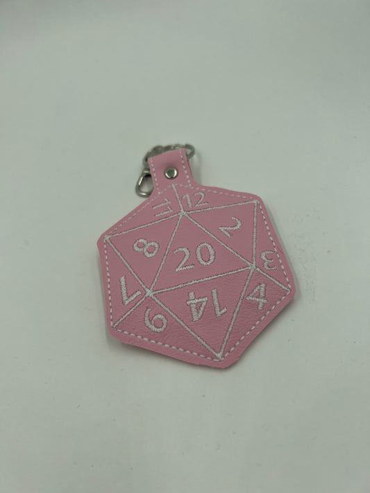 Pink D20 Keychain