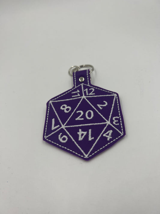 Purple D20 Keychain