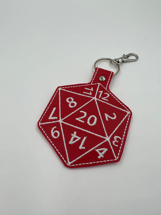 Red D20 Keychain