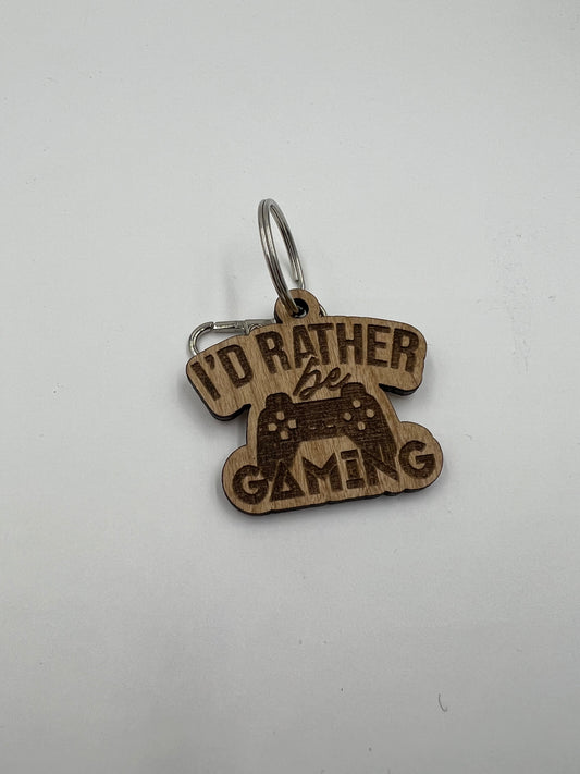 I’d Rather Be Gaming Bubinga Keychain