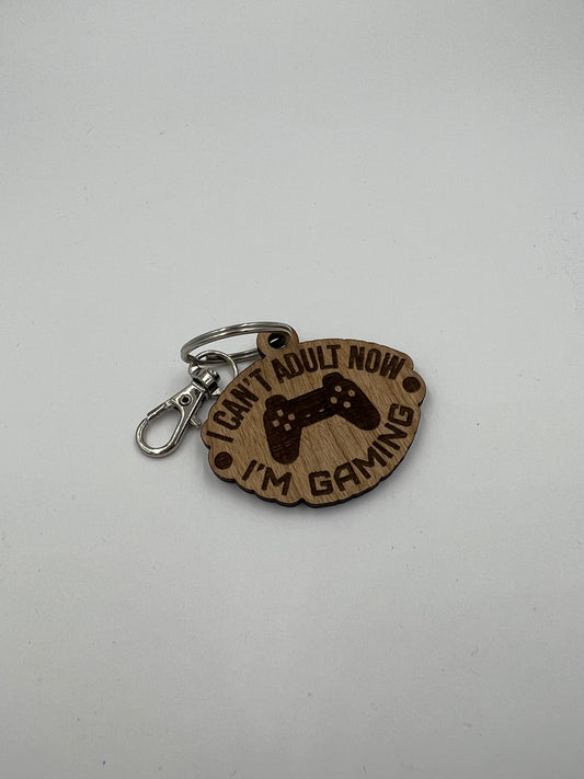 I Can’t Adult Now, I’m Gaming Bubinga Keychain