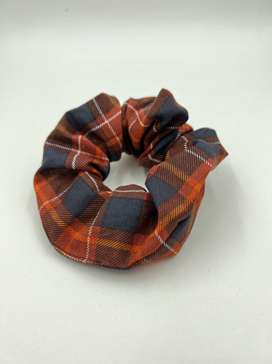 Orange & Navy Plaid Scrunchie