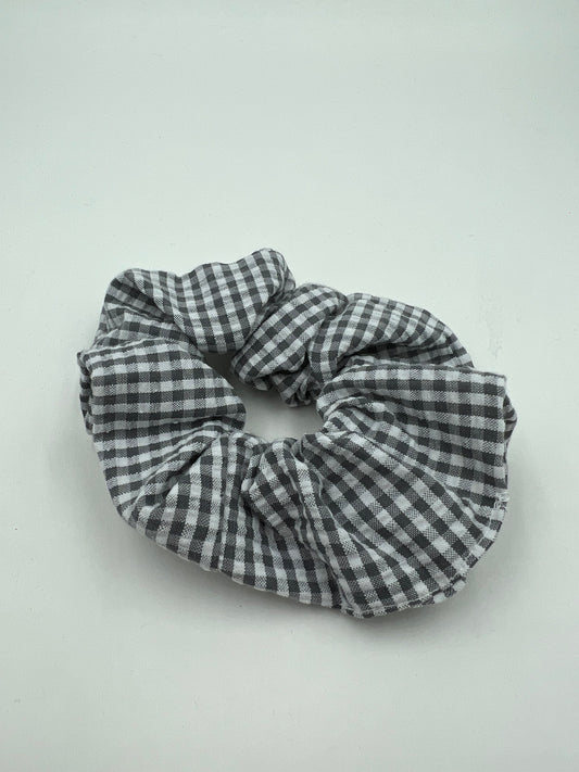 Grey & White Gingham Scrunchie