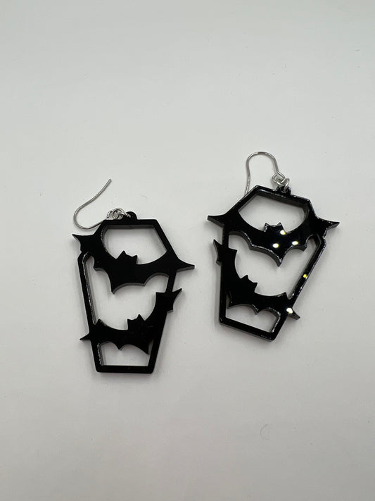 Bat Coffin Earrings