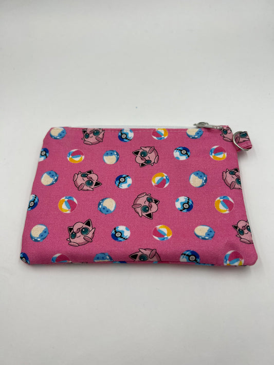 Pink Pocket Monster Flat Zip Bag