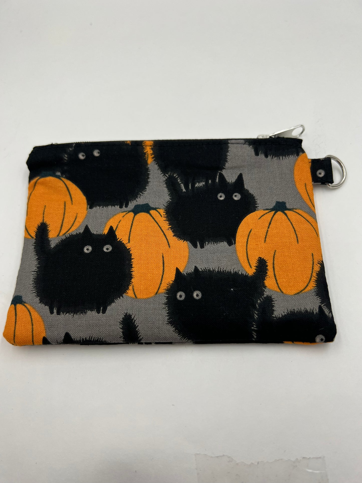 Cat & Pumpkin Flat Zip Bag
