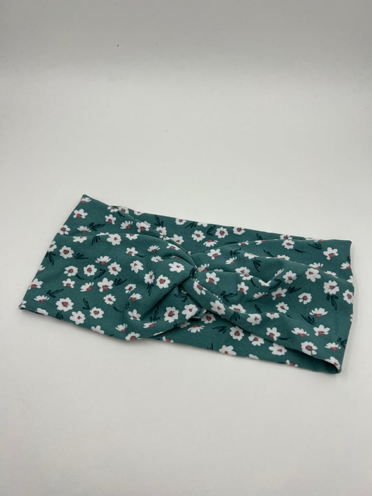 Teal & White Floral Headband