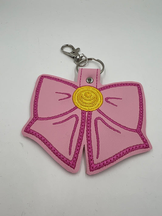 Pink Bow Vinyl Keychain