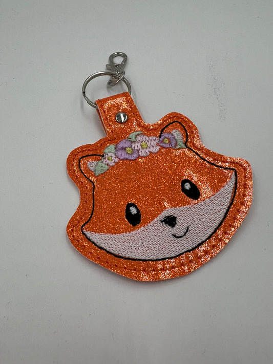 Floral Fox Vinyl Keychain