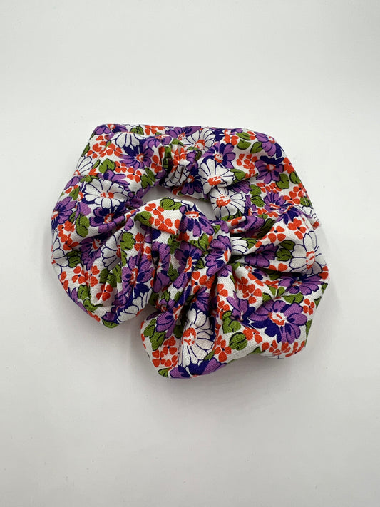 Purple & Orange Flowers Scrunchie