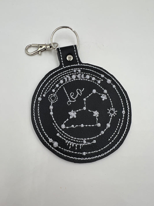 Leo Keychain (Black with Silver Hardware)