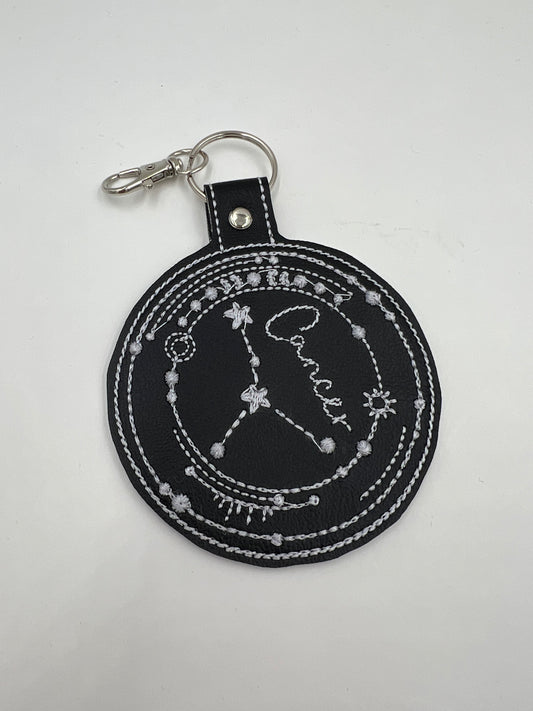 Cancer Keychain (Black with Silver Hardware)
