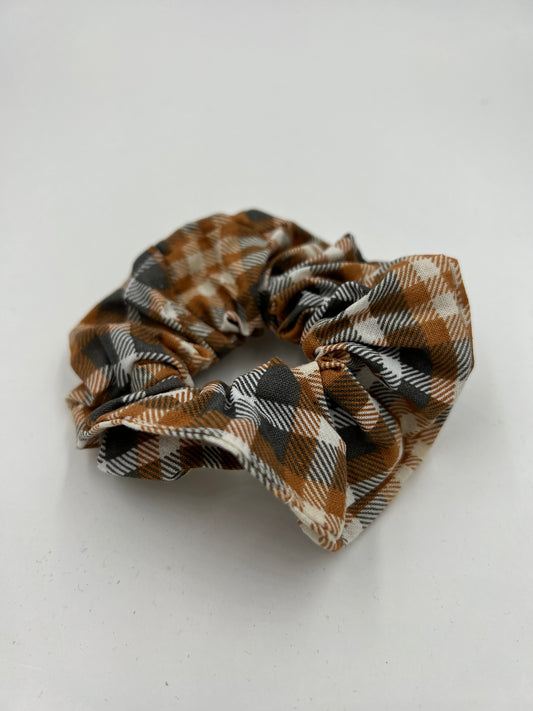 Orange & Grey Plaid Scrunchie