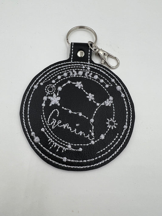 Gemini Keychain (Black with Silver Hardware)