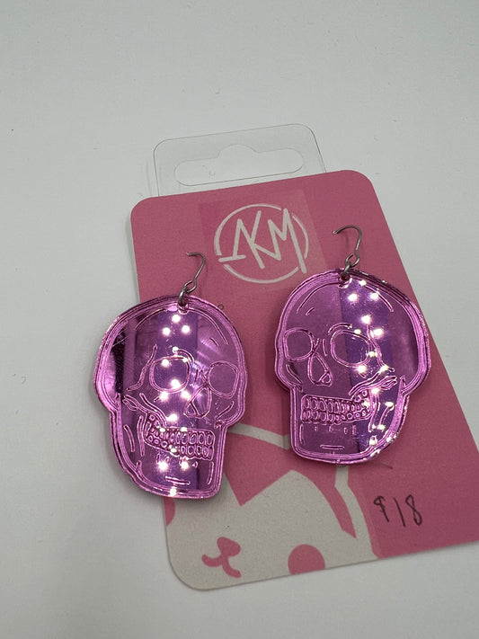 Pink Skull Earrings