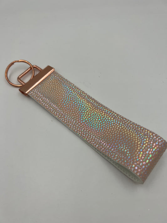 Cream Holo Dots Wristlet