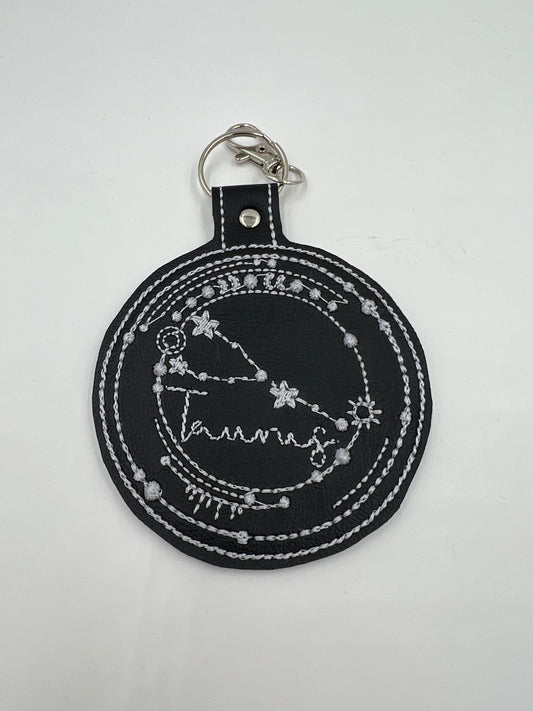 Taurus Keychain (Black with Silver Hardware)