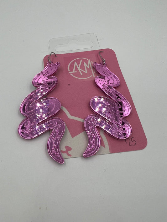 Pink Snake Earrings