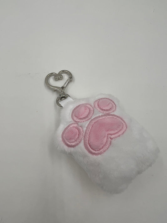 White & Pink Paw Keychain