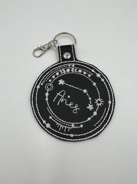 Aries Keychain (Black with Silver Hardware)