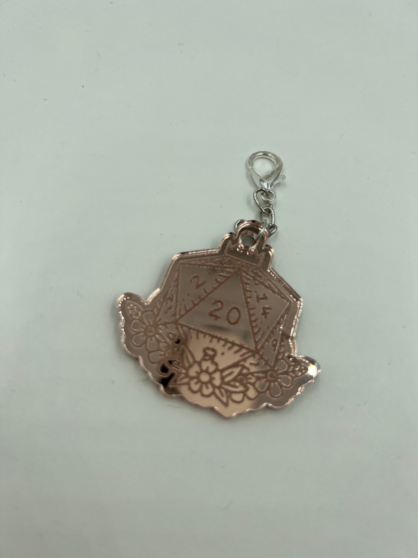 Rose Gold D20 Keychain