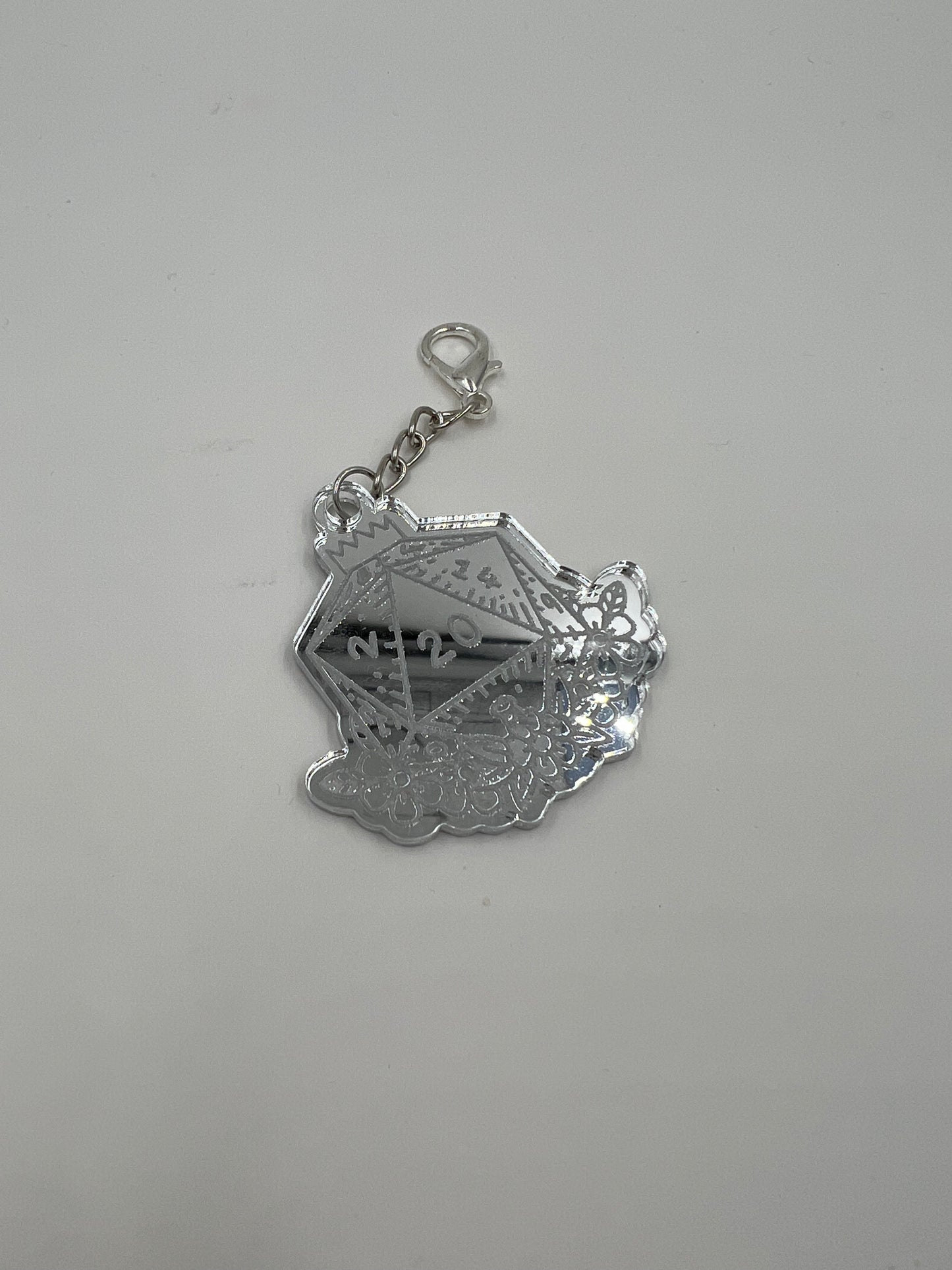 Silver D20 Keychain