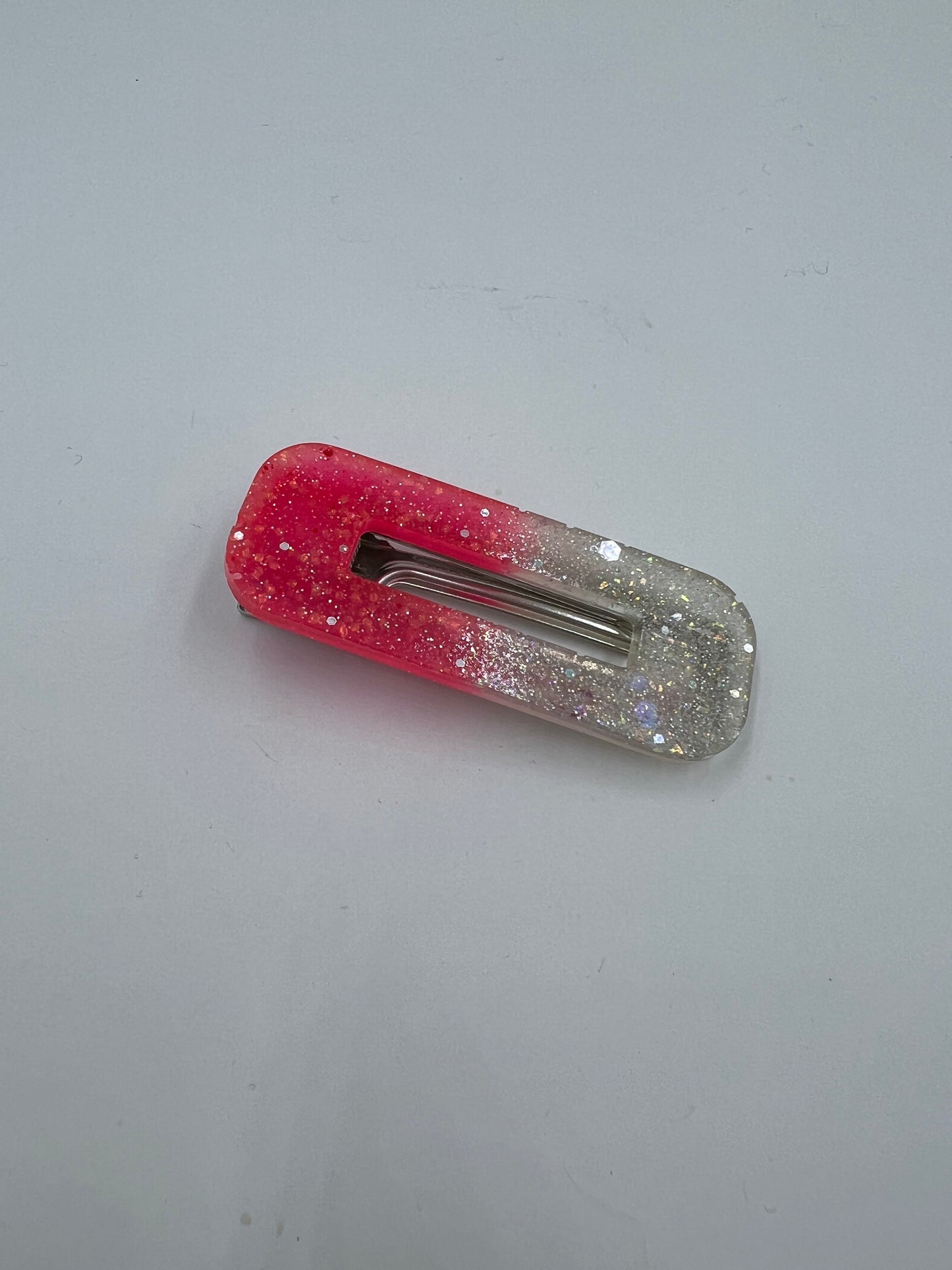 Pink & Silver Rectangle Hair Clip