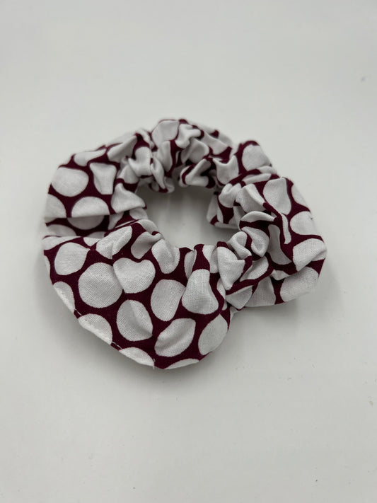 Maroon & White Dots Scrunchie