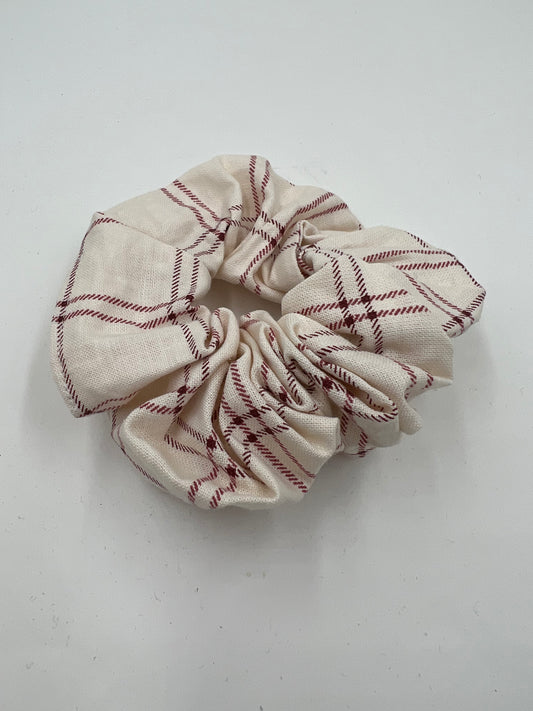 Cream & Maroon Plaid Scrunchie