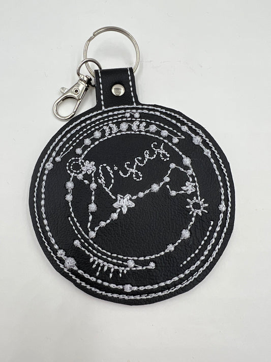 Pisces Keychain (Black with Silver Hardware)