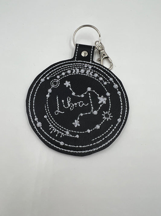 Libra Keychain (Black with Silver Hardware)